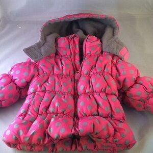 CARTER’S Puffy Polka Dot Coat 12mo Pink/Grey Final